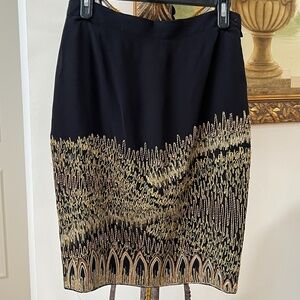 Vintage Gianfranco Ferre Black Gold Silk Skirt Size IT 44 US M